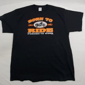 Motorcycle Black Graphic T shirt XL Born to Ride